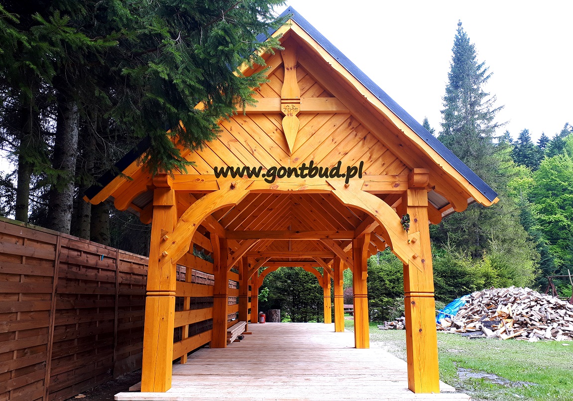 Carport Garaż drewniany Wiata garażowa samochodwa Drewutnia altanka — zdjęcie 3