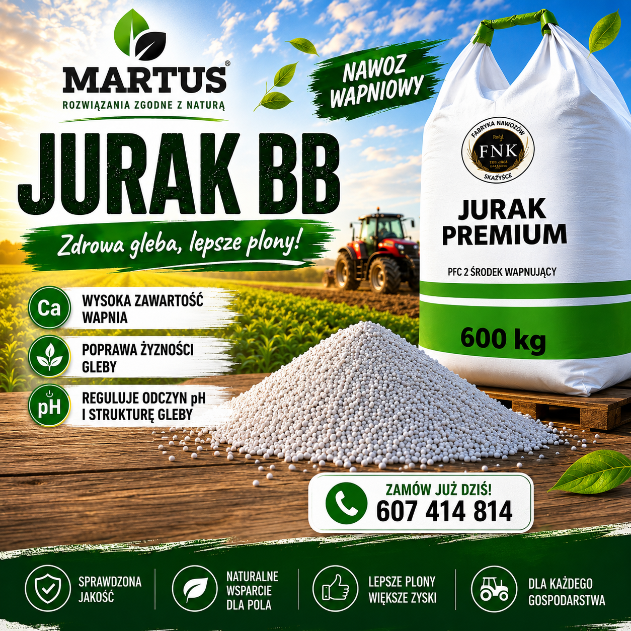 Wapno granulowane bez magnezu Jurak Premium 