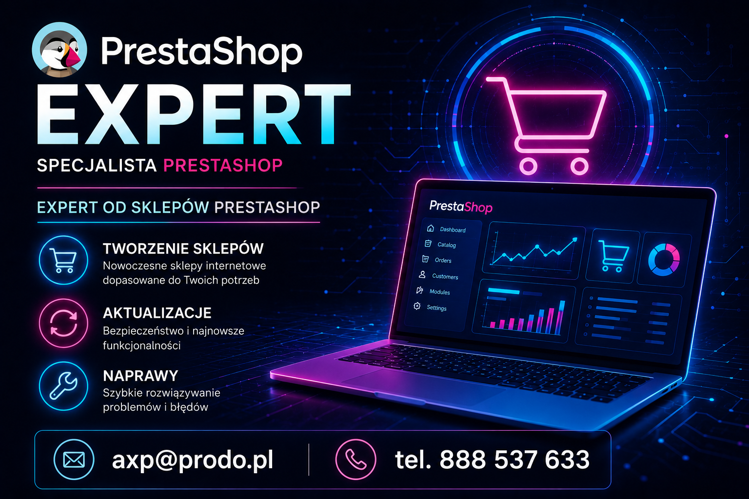 PrestaShop Poznań. Tworzenie sklepu, aktualizacja, naprawy PrestaShop Poznań.
