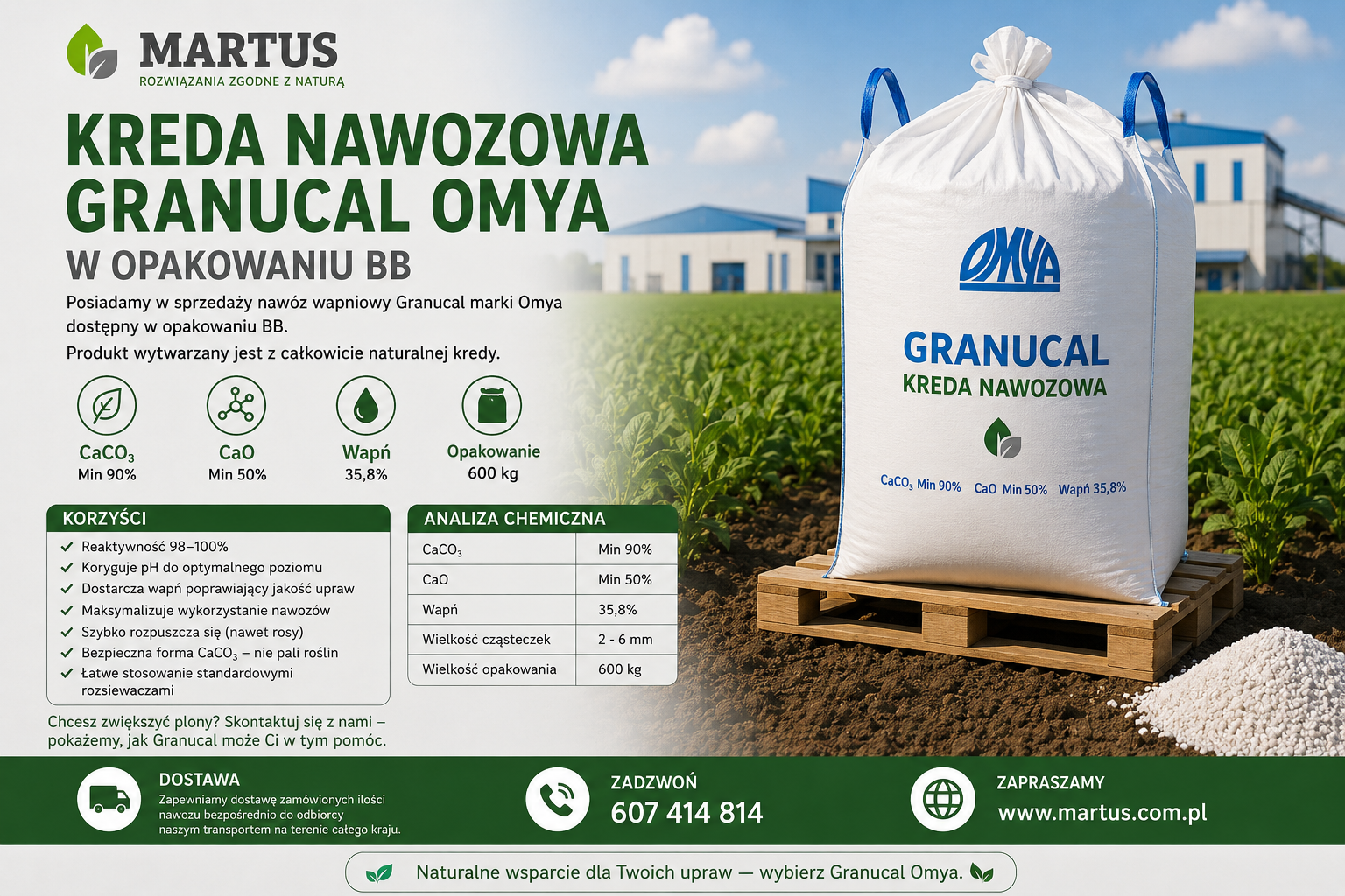 Kreda nawozowa Granucal Omya w opakowaniu BB