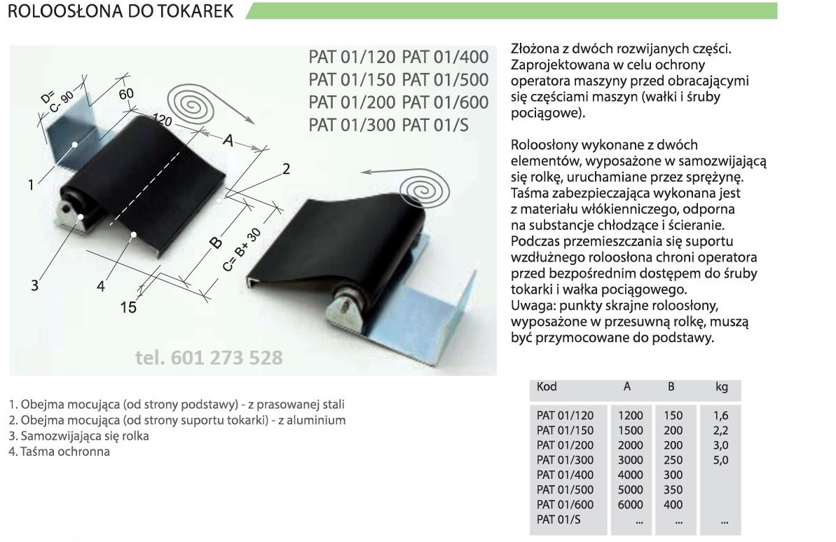 Roloosłona na śrubę pociągową tokarki TUJ-50