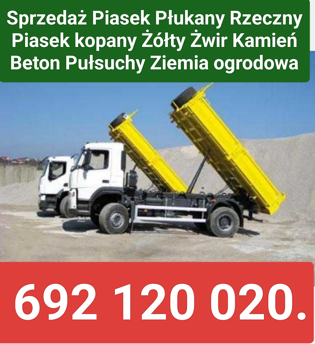 Piasek budowlany sprzedaż dostawa Rzeszów Budziwój Jana Pawła Rzeszów tel 692120020